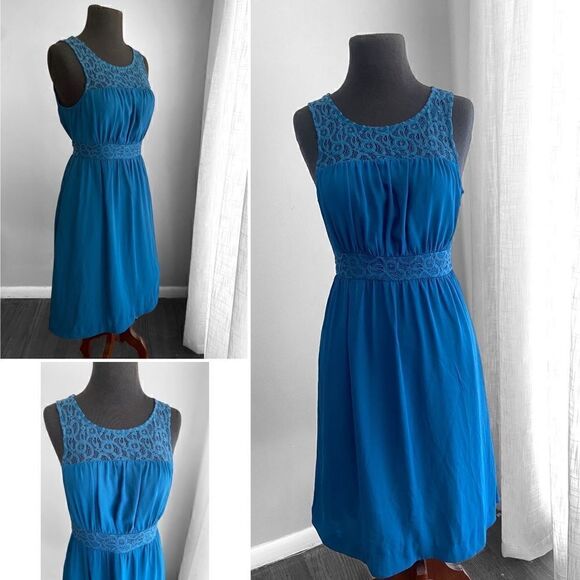 HD In Paris Blue Lace Sleeveless Dress 4 - Picture 1 of 13